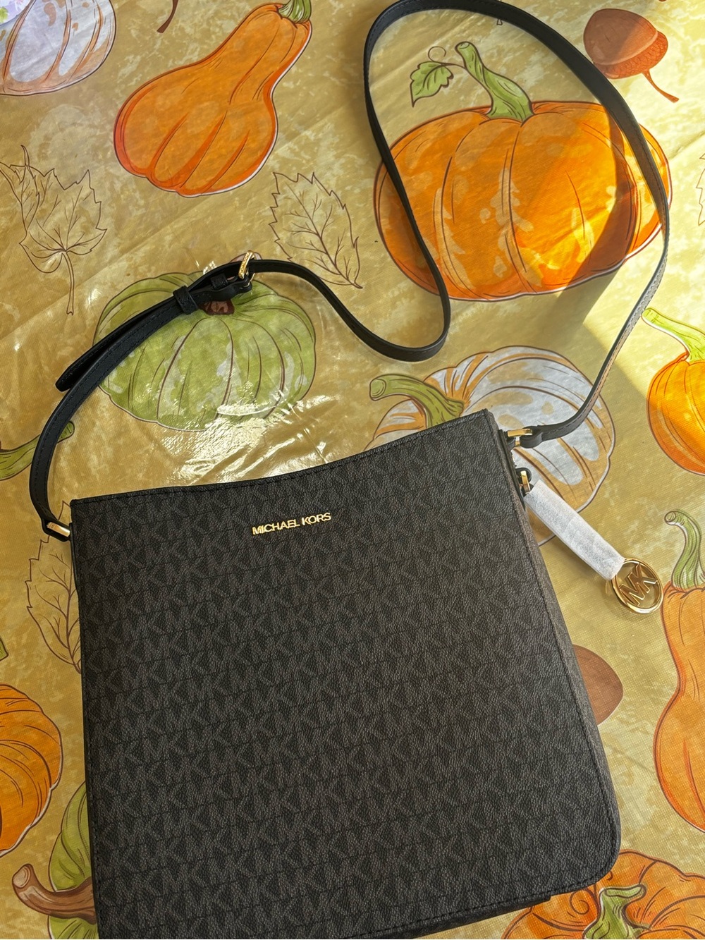 Michael Kors Black Signature Crossbody with Gold Hardware
